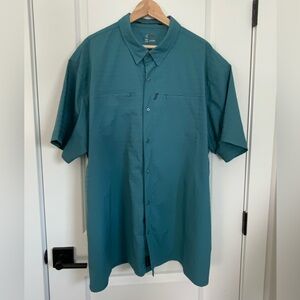 World Wide Sportsman Shirt Men’s 3XL – Teal Short Sleeve Button Up Fishing